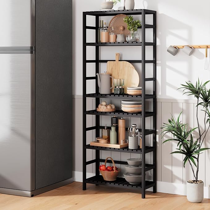 Bamjoy Bamboo Shelf, 6-Tier Bookshelf Adjustable Storage Shelves, Tall Shelving - Image 2