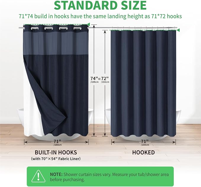 No Hooks Needed Linen Textured Shower Curtain - Image 7