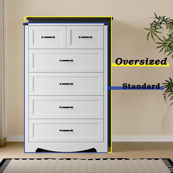 Tall 6-Drawer Dresser for Bedroom, Modern Wooden Chest of Drawers - Image 4