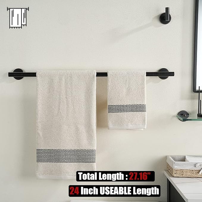 JQK Oil Rubbed Bronze Towel Bar, 27 Inch 304 Stainless Steel Thicken 0.8mm - Image 3
