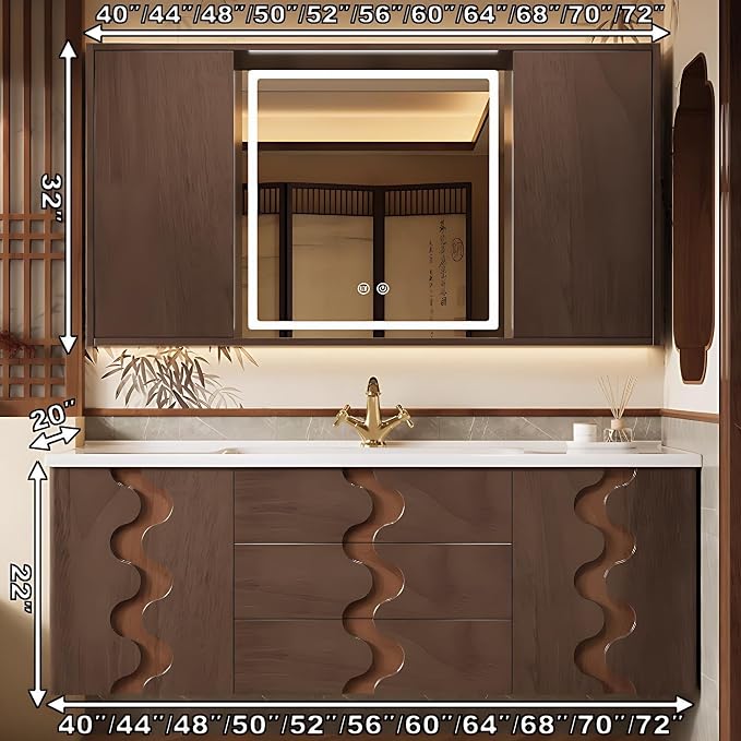72 inch Bathroom Vanity with Sink – Modern Wall Mounted Bathroom Vanity Cabinet - Image 2