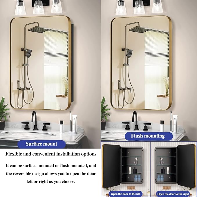 Bathroom Medicine Cabinet, Recessed & Surface Wall Cabinet - Image 3