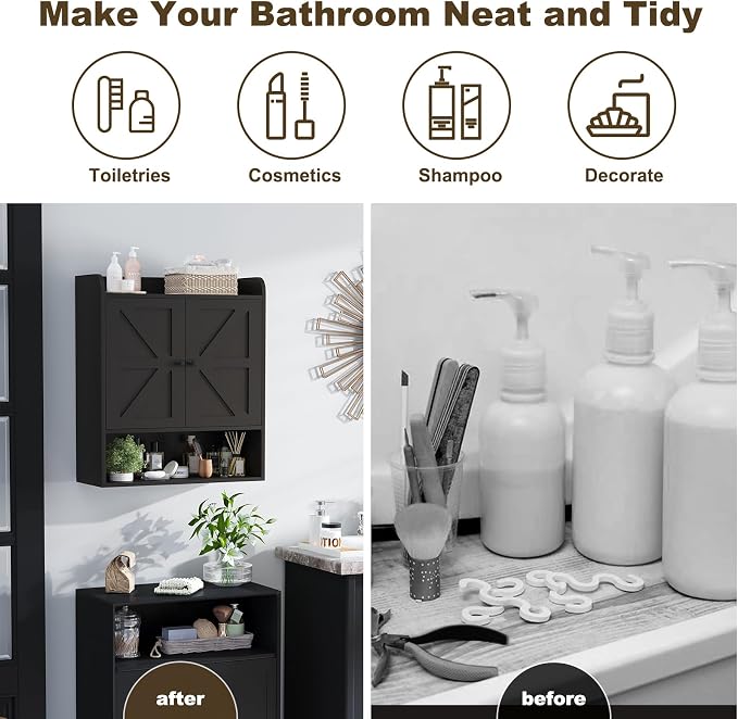 EasyCom 22" W x 26" H Bathroom Wall Cabinet, Farmhouse Medicine Cabinet - Image 7
