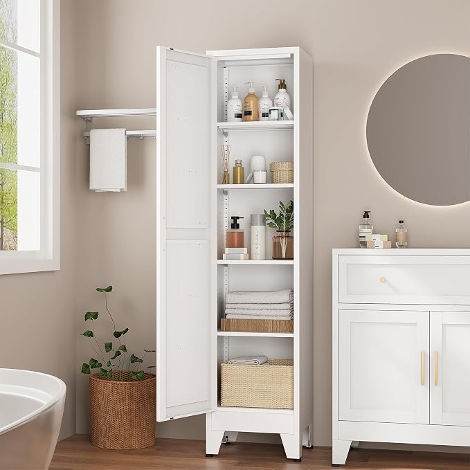 Narrow Bthroom Storage Cabinet Tall Metal Storage Cbinets - Image 2