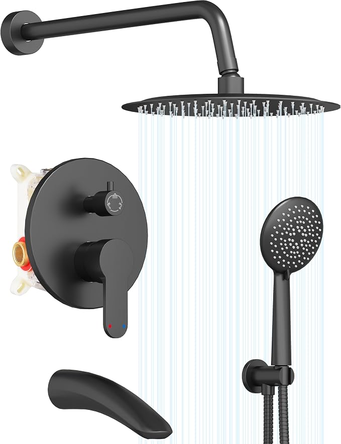 Gabrylly Shower System with Tub Spout, Matte Black by GABRYLLY