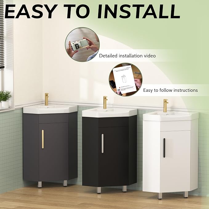 24" Corner Bathroom Vanity Sink - Image 7