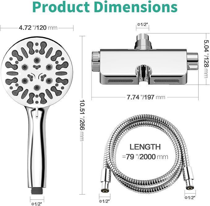 Filtered Shower Head with Handheld Combo, Hard Water Filter Shower Head with 9 - Image 5