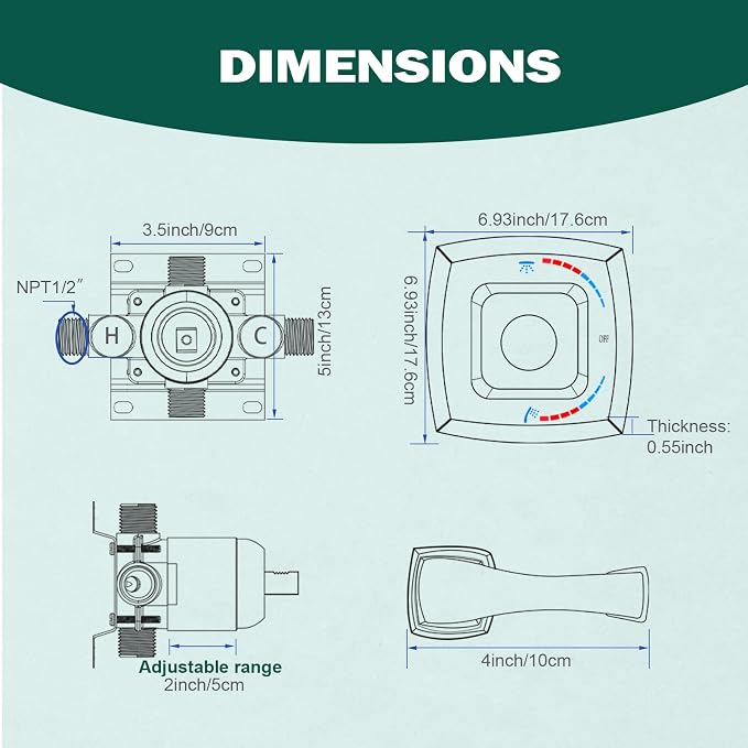 Oil Rubbed Bronze Shower Valve 2 Way Diverter - Image 7