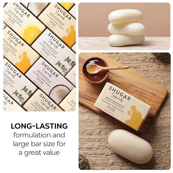 Shugar Soapworks Oatmeal & Honey 5 oz Beauty Bar Soap 8-Pack | Plant-Based - Image 3