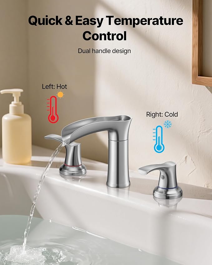 VEVOR Roman Tub Faucet, 3 Hole Waterfall Bathtub Faucet, Zinc Alloy Bath Tubs - Image 6