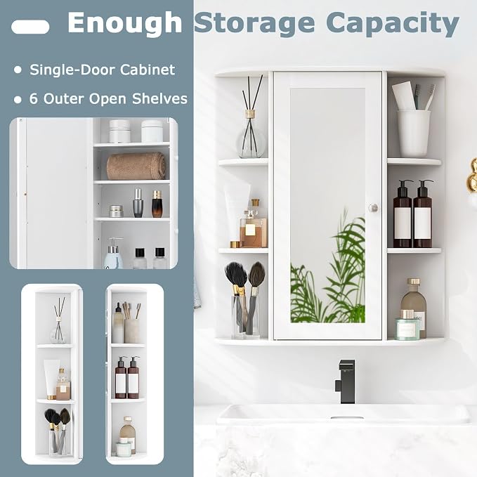 COSTWAY Wall Mounted Bathroom Cabinet, Storage Organizer - Image 5