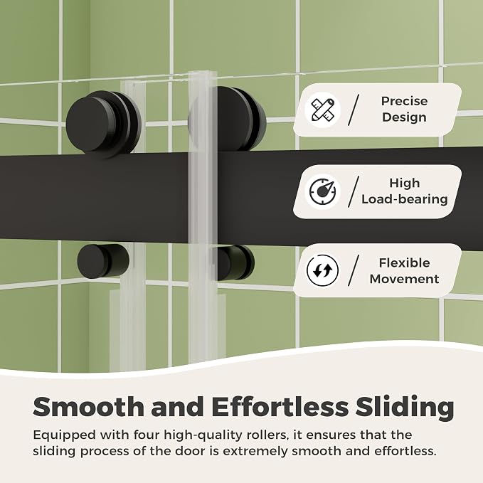 DELAVIN 50-54" W x 72" H Double Sliding Shower Door, Frameless Shower Door - Image 4