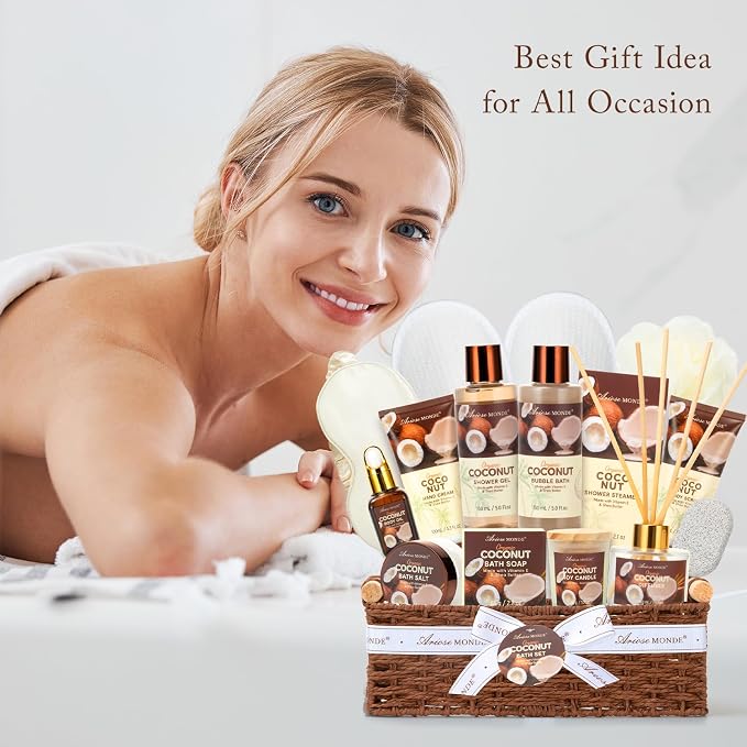 Spa Gift Basket for Women, Coconut Luxury Gift Set - Image 6
