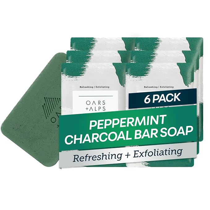 Oars + Alps Peppermint Charcoal Exfoliating Bar Soap by OarsAlps