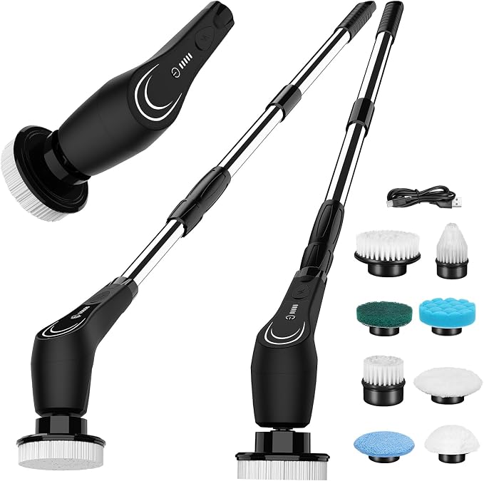 Black Electric Spin Scrubber, Cordless Spin Scrubber by YANRAN