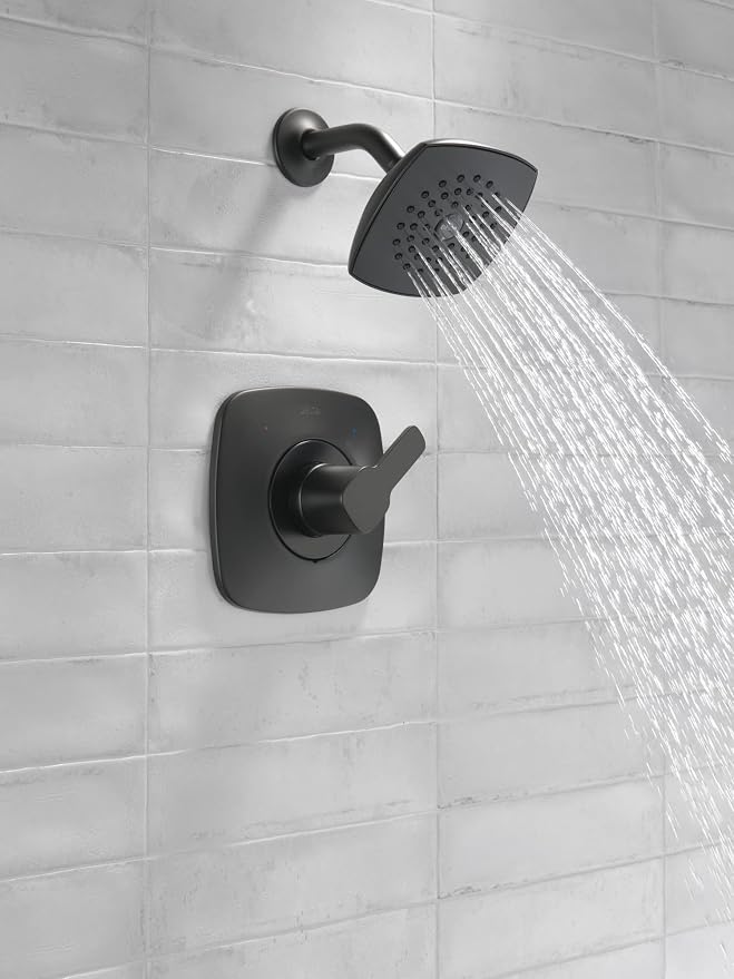 Delta Modern 14 Series Shower Faucet Set, Matte Black Shower Head and Handle Set - Image 2