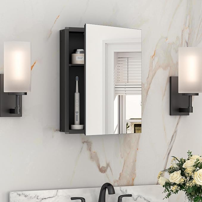 Keonjinn Small Black Medicine Cabinet 14.5 x 18.5 Inch, Assembly Needed by Keonjinn