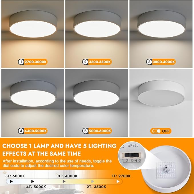 Dimmable LED Flush Mount Close to Ceiling Light Fixture, Living Room Lighting - Image 4