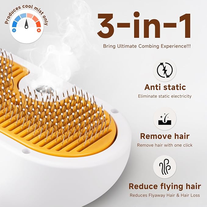 Pet Steam Brush for Dog & Cat – 3-in-1 Spray Hair Removal Comb – Steam Brush - Image 4