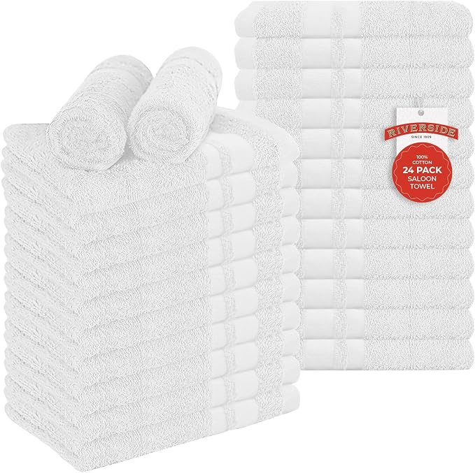 RIVERSIDE Pack of 24 Salon Towels Set – 16 x 26 Inches, 100% Ring Spun Cotton by RIVERSIDE
