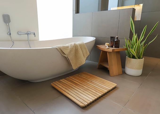 Nordic Style Premium Teak Shower and Bath Mat - Image 2