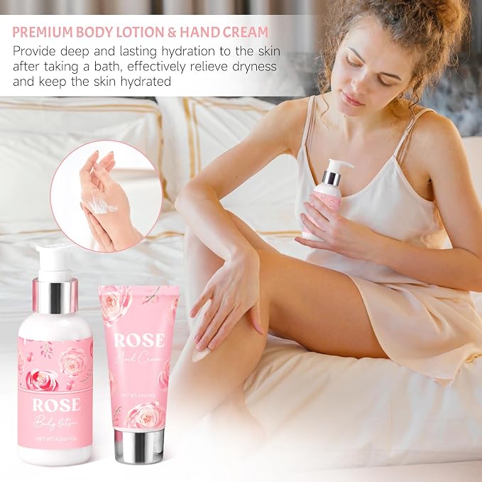 Birthday Gifts for Women, Rose Relaxing Spa Gift Basket for Women Friendship - Image 6