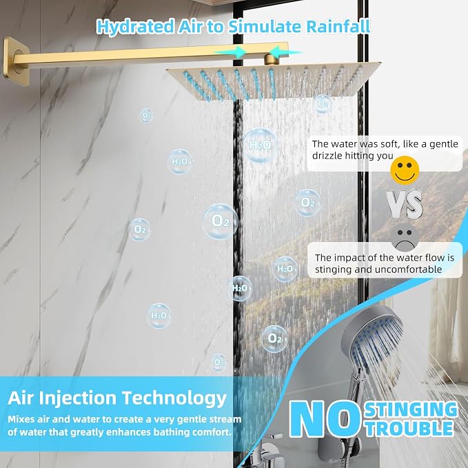 Bathroom Shower Faucet Set，10 Inch Rain Shower Head - Image 4