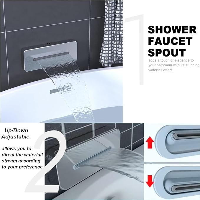 ENGA Shower System with Tub Spout, Bathtub Shower Faucet Combo Set - Image 3
