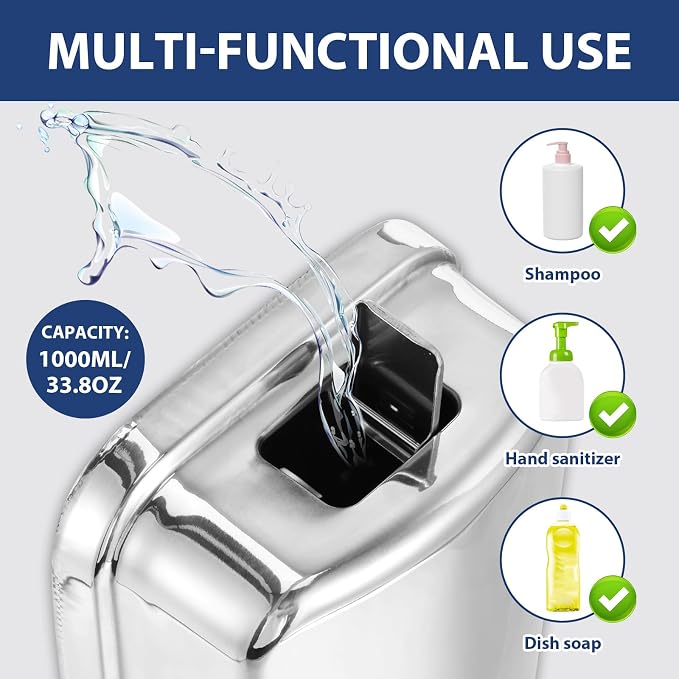 1000ml Commercial Soap Dispenser Wall Mount, Stainless Steel Hand Soap Dispenser - Image 4
