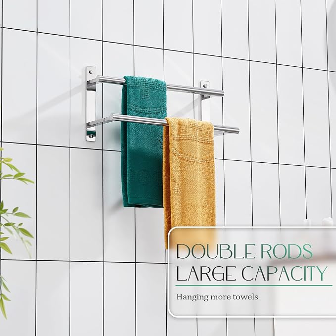 KOKOSIRI Bathroom Towel Racks 16 Inch Double Towel Bars Bath Towel Holder Towel - Image 4