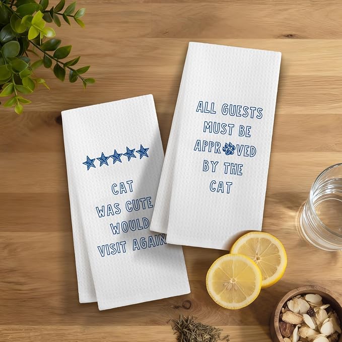 Funny Cat Kitchen Dish Towels, Cat Lover Mom Lady Gifts, Guest Bathroom Decor - Image 3