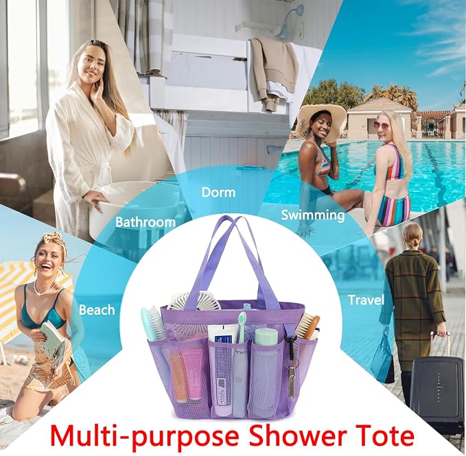 Mesh Shower Caddy Portable for College Dorm Room Essentials, 8-Pocket Large - Image 8