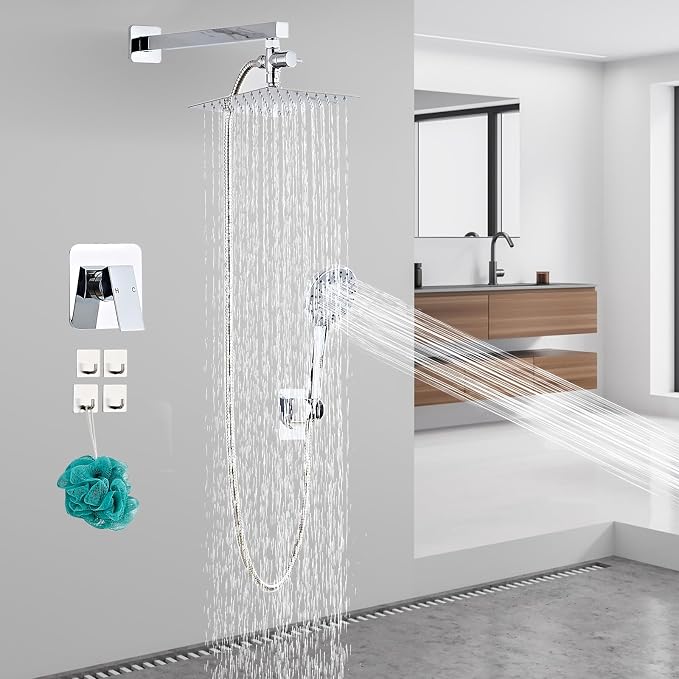 Shower Head 8'' High Pressure Rainfall, Handheld Shower Combo - Image 2
