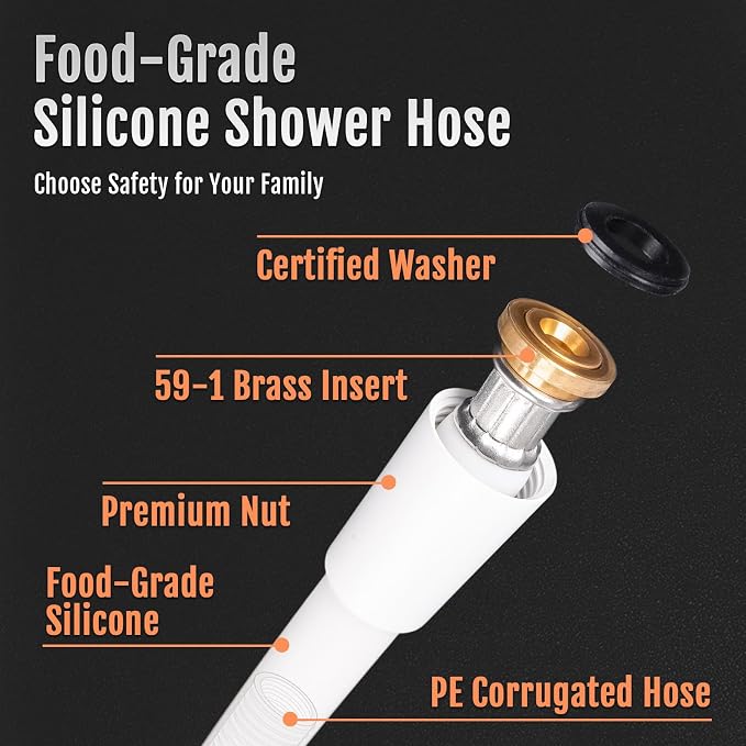 Premium Silicone Shower Head Hose, Kink-Free Handheld Extension, RV Replacement - Image 6