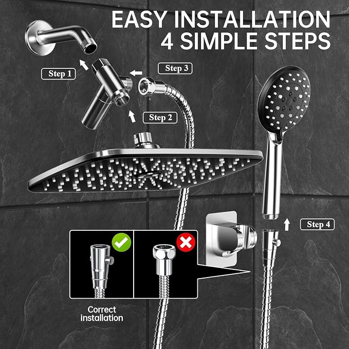 Veken 11.8 Inch Rectangle Rain Shower Head - Image 6