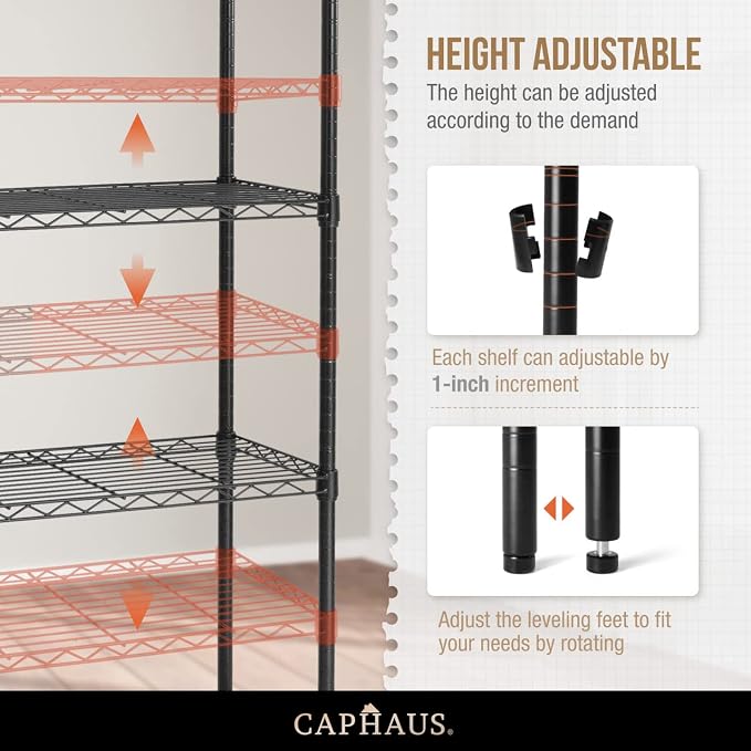 CAPHAUS NSF Adjustable Height Wire Shelving Unit w/Liner, Basement Storage - Image 4