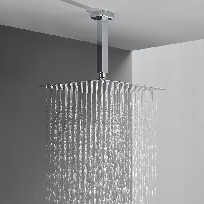 Shower System 12 Inches Rain Shower Combo Set Chrome Ceiling Mount Shower - Image 5