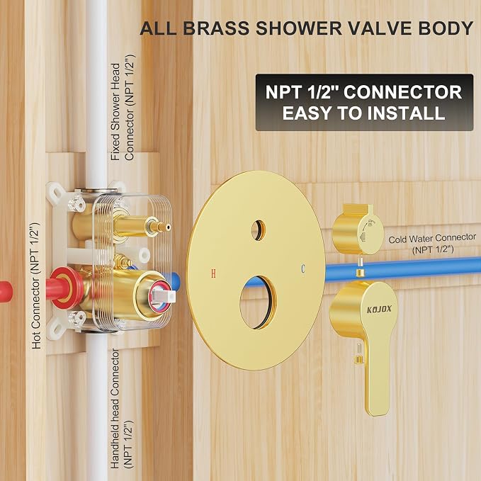 12 Inch Brushed Gold Shower System - Image 6