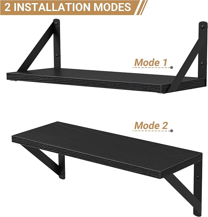 Heimlove Floating Shelves for Wall, 16 Inch Long Wood Floating Shelves Set of 3 - Image 5