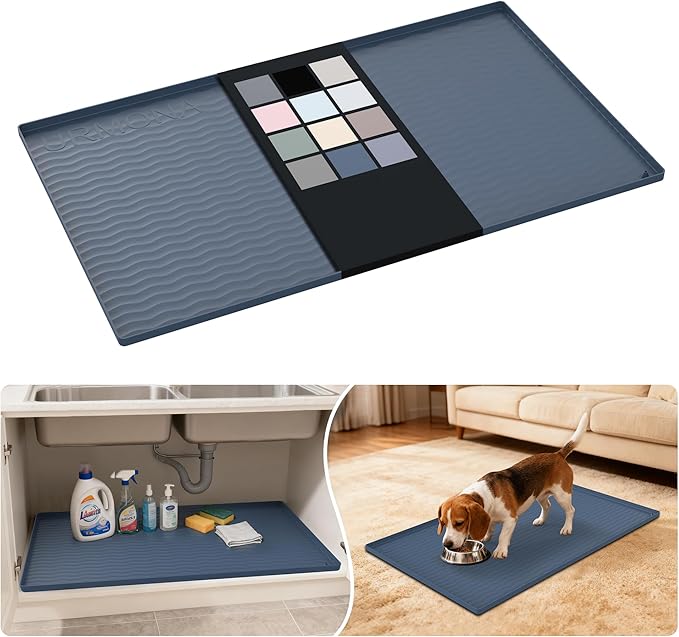 URMONA Waterproof Silicone Under Sink Mat 37'' x 22'' Shelf Liner by URMONA