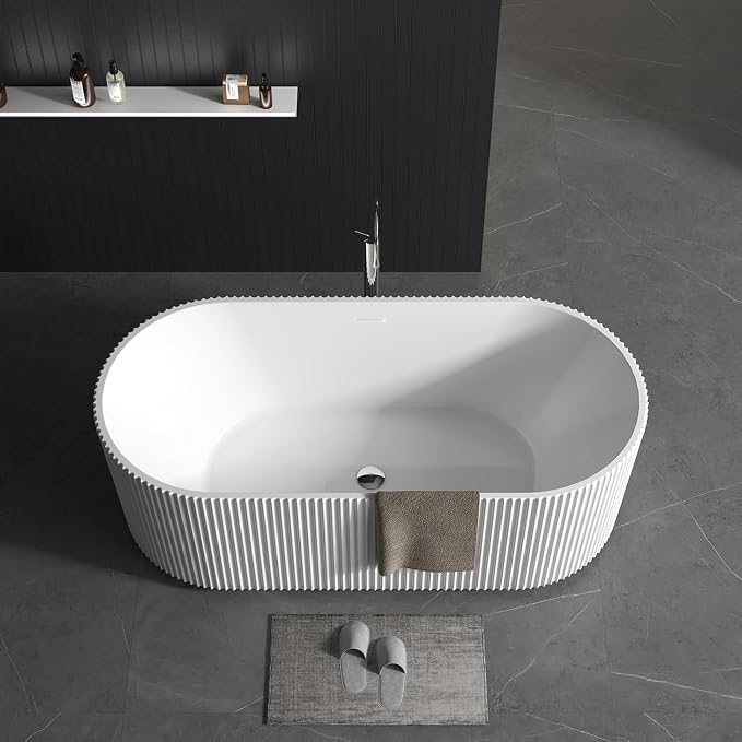 59" Free Standing Tub, Acrylic Soaking Bathtub, Stand Alone Freestanding Tub - Image 2