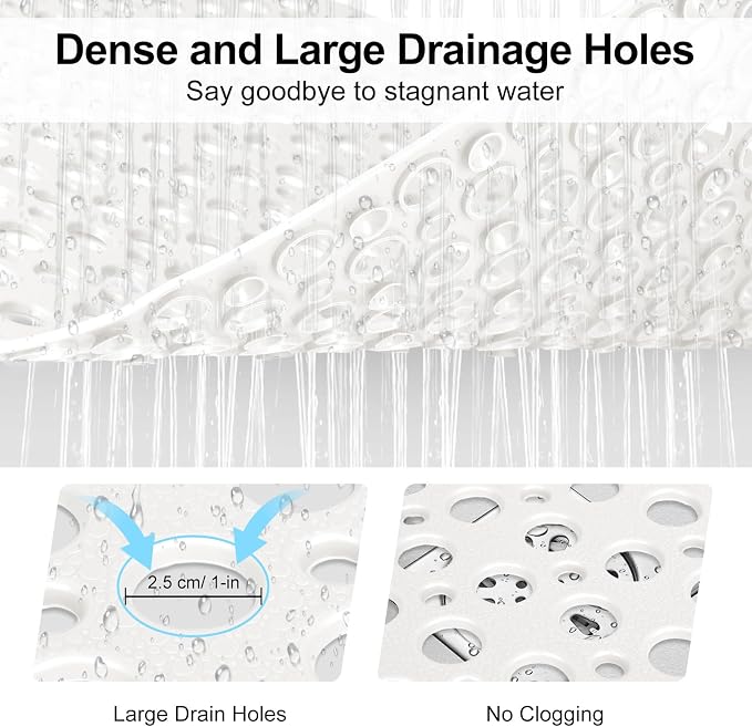 Non Slip Shower Mat with Suction Cups, 23.6x35.4 Inch Quick Drain TPE Anti Slip - Image 4