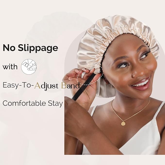 YANIBEST Adjustable Satin Bonnet Double Layer Hair Bonnet - Image 6