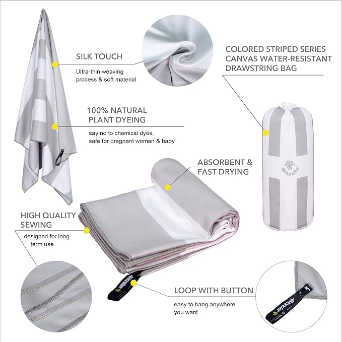 4Monster Microfiber Beach Towel Quick Dry, Super Absorbent Lightweight Travel - Image 3