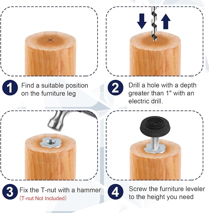 M6 Thread Levelers, Screw in Leveling Feet - Image 5