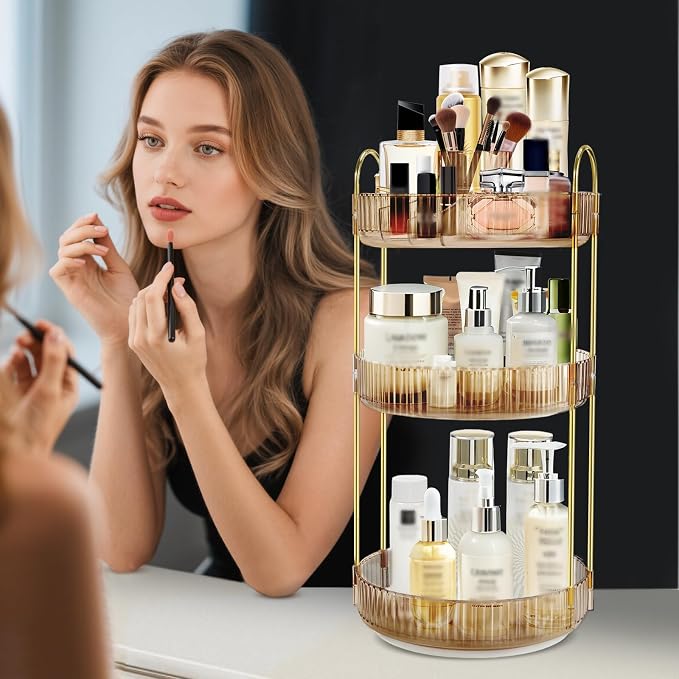 360 Rotating Makeup Organizer for Vanity, 3 Tier Large Capacity Skincare - Image 2