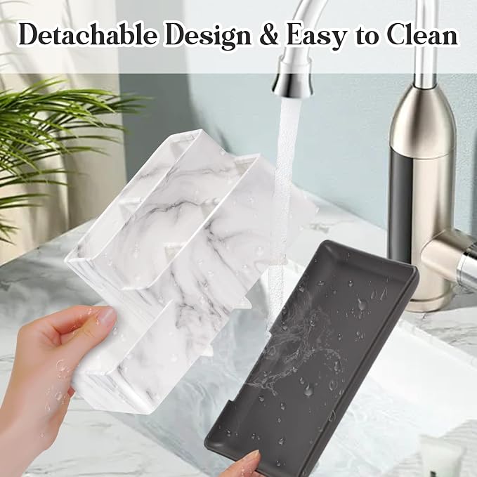 Toothbrush Holder, Bathroom Organizer Countertop, 5 Compartments - Image 3