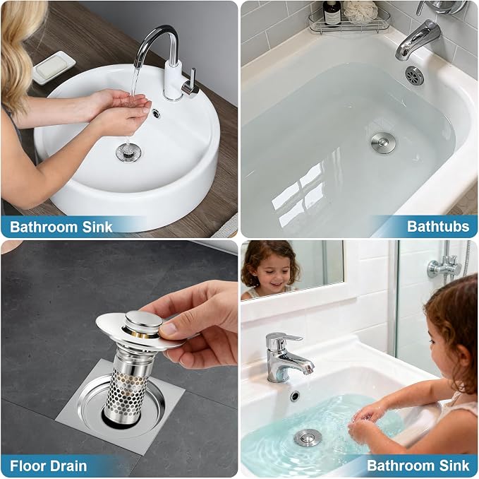 Bathroom Sink Stopper, Pop-up Bathroom Sink Drain Strainer Stopper - Image 2