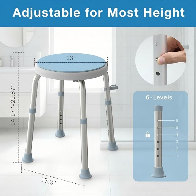 Swivel Shower Stool for Inside Shower, 360° Rotating Bath Stool - Image 5