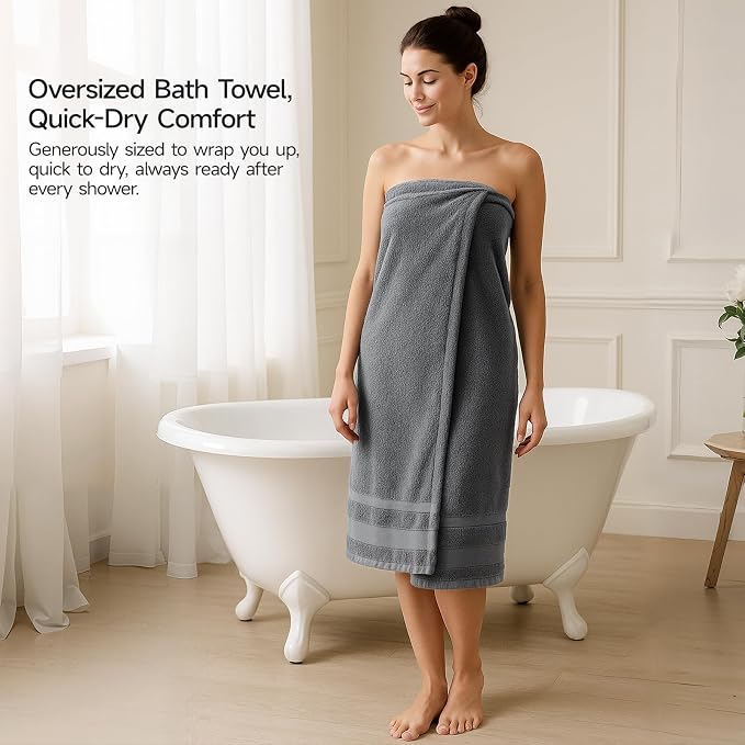 REDKISS 100% Cotton Bath Towels Set of 2, Extra Large Bath Sheets 35 X 70 Inches - Image 3